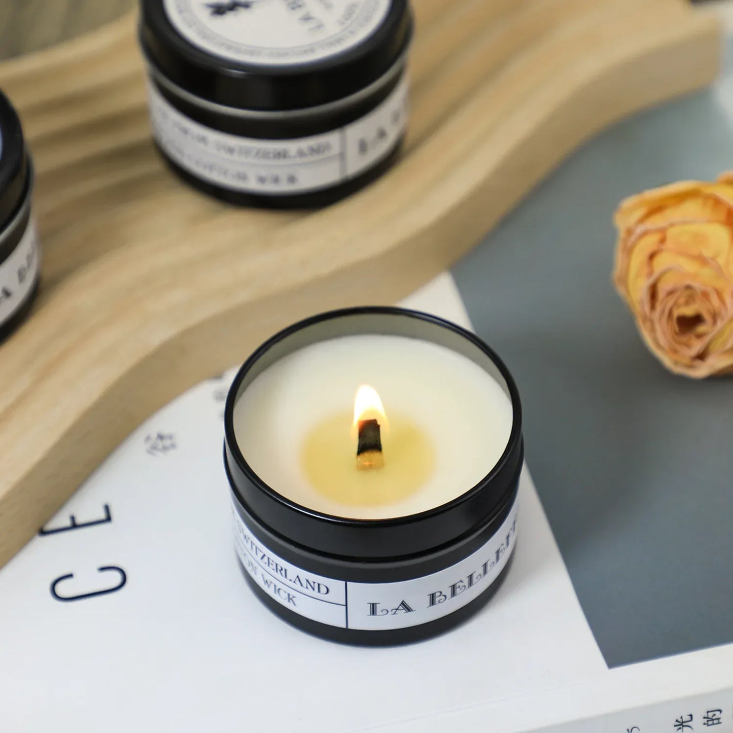 Black Tin Can Scented Candles Woodwick Candle Jars with Lid Classic Scented Aromatic