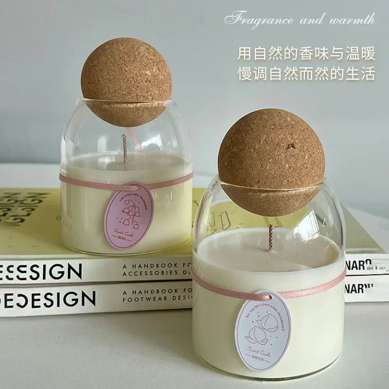 9.8Oz Scented Aromatic Candles Wedding Candles for Guests White Candle with Ball Lid Home Decor Luxury