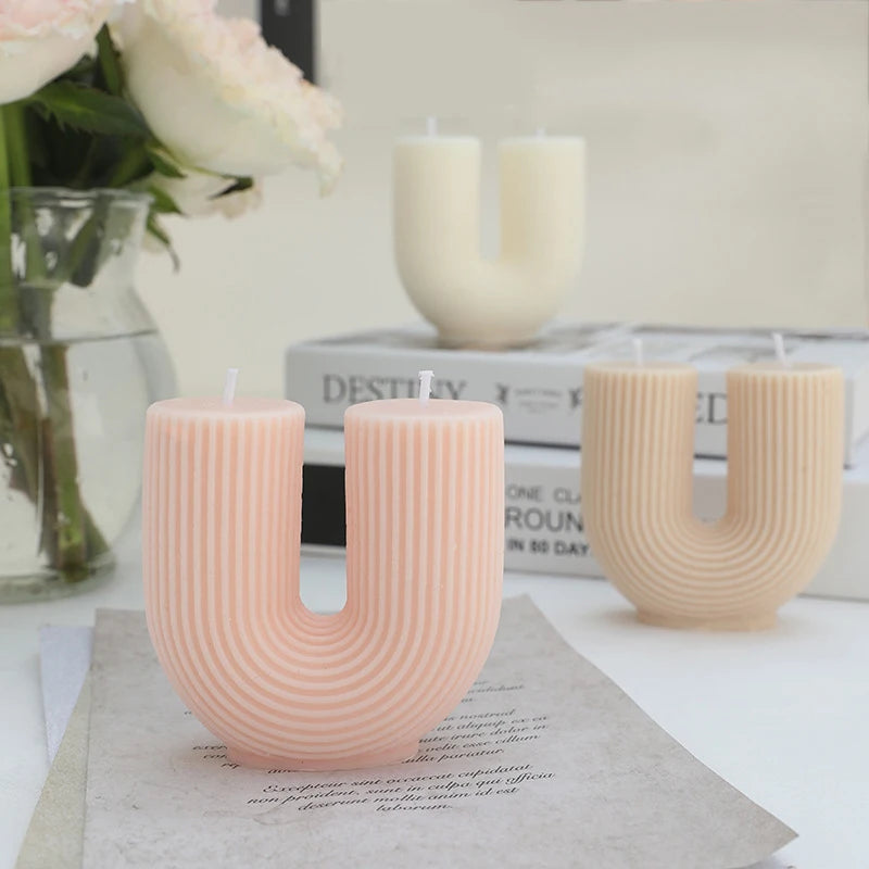 Wholesale Home decorative candle U-Shaped geometric scented candles bridge room decor aroma candles decor