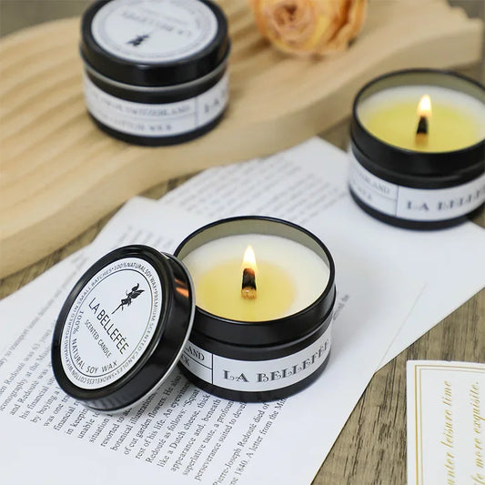 Black Tin Can Scented Candles Woodwick Candle Jars with Lid Classic Scented Aromatic